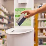 tirando caja pastillas punto sigre farmacia