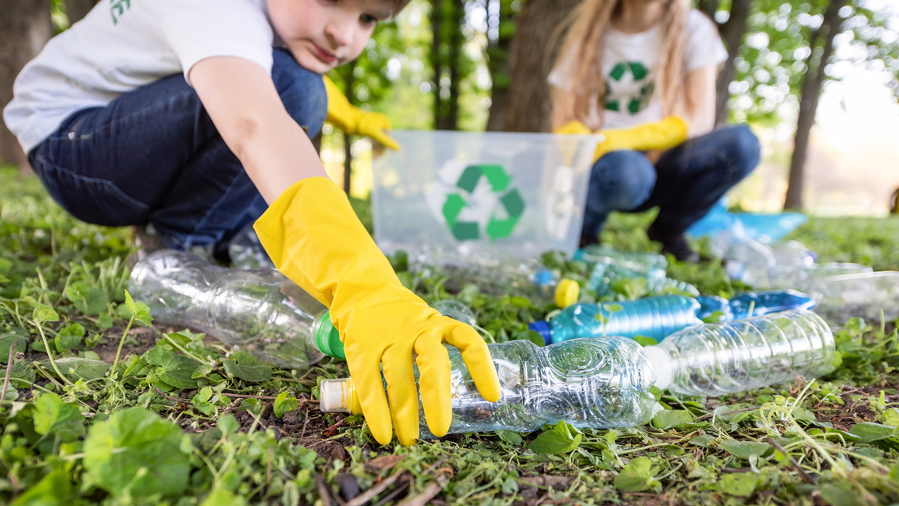 Reciclaje botellas plástico naturaleza